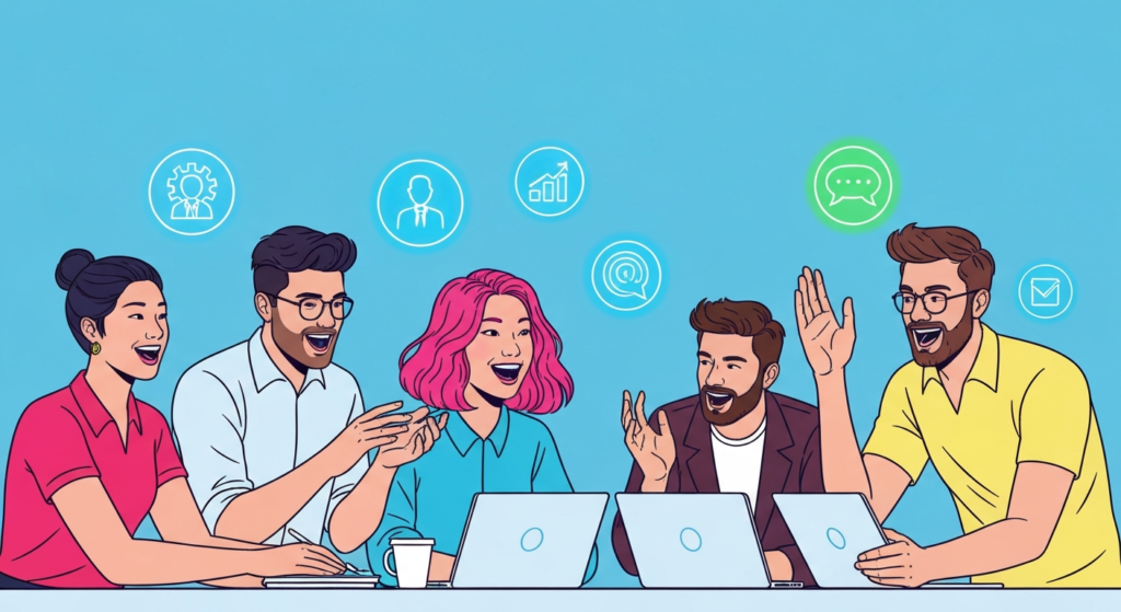 Employee engagement strategy: Diverse team collaborating successfully